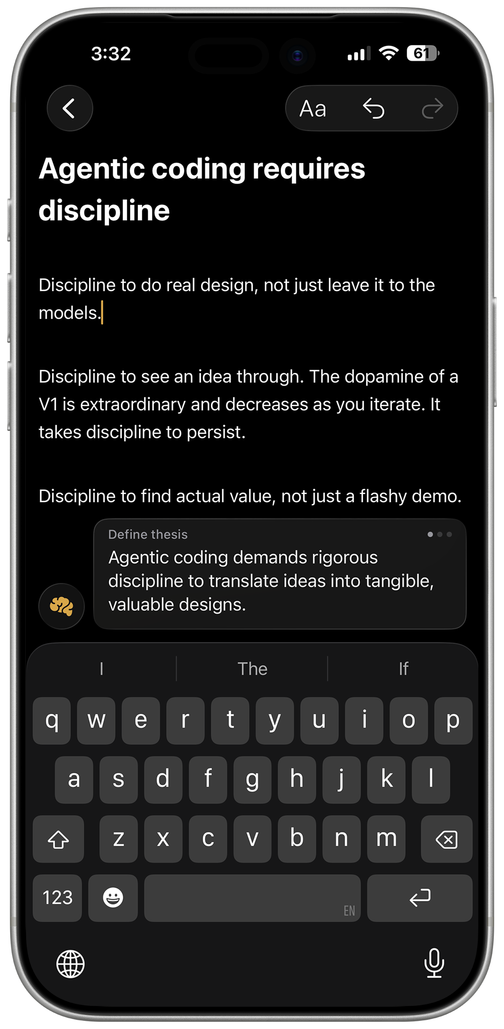 Holm note with inline writing support card